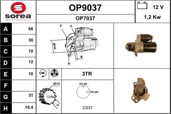 SNRA OP9037 - Démarreur cwaw.fr