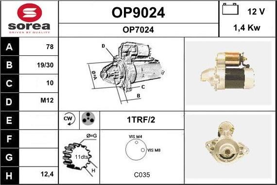 SNRA OP9024 - Démarreur cwaw.fr