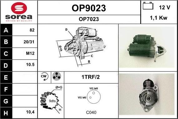 SNRA OP9023 - Démarreur cwaw.fr