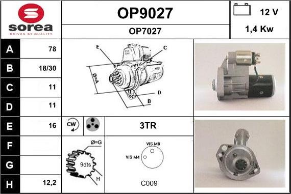 SNRA OP9027 - Démarreur cwaw.fr