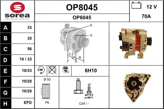 SNRA OP8045 - Alternateur cwaw.fr