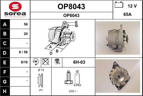 SNRA OP8043 - Alternateur cwaw.fr