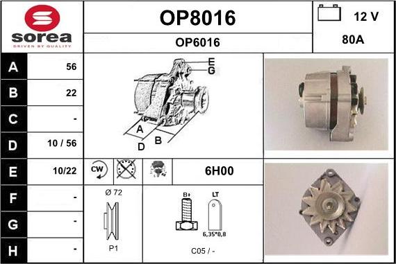 SNRA OP8016 - Alternateur cwaw.fr