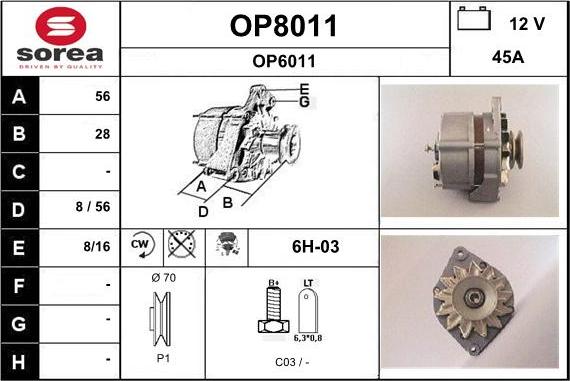 SNRA OP8011 - Alternateur cwaw.fr