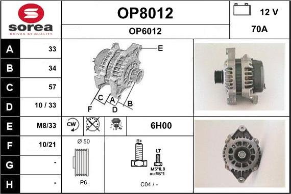 SNRA OP8012 - Alternateur cwaw.fr