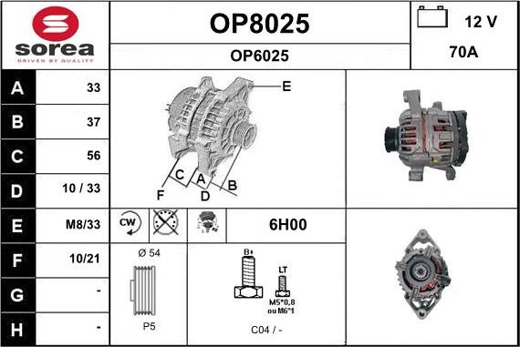 SNRA OP8025 - Alternateur cwaw.fr