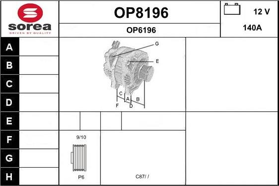 SNRA OP8196 - Alternateur cwaw.fr