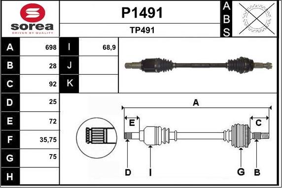 SNRA P1491 - Arbre de transmission cwaw.fr