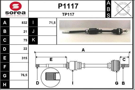 SNRA P1117 - Arbre de transmission cwaw.fr