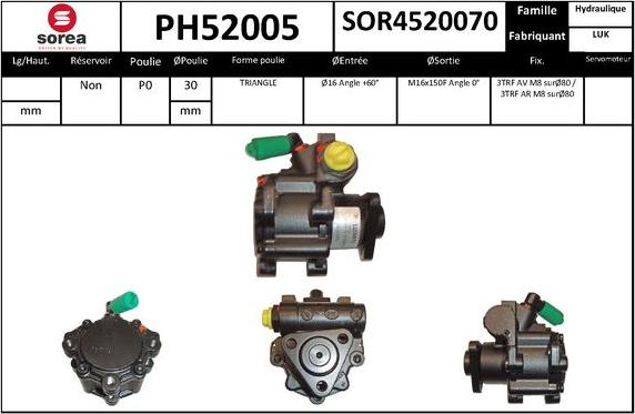 SNRA PH52005 - Pompe hydraulique, direction cwaw.fr