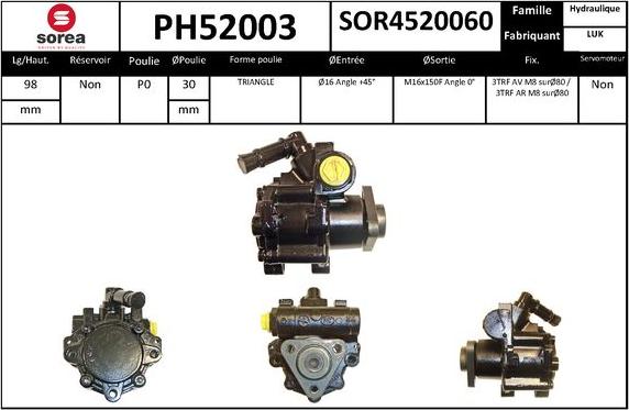 SNRA PH52003 - Pompe hydraulique, direction cwaw.fr