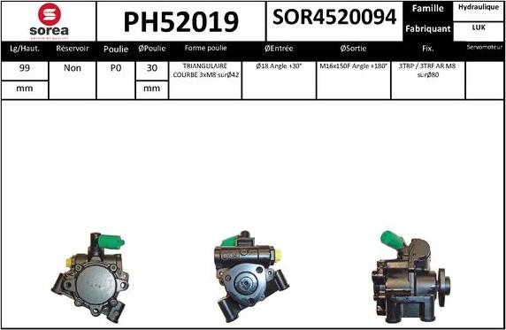 SNRA PH52019 - Pompe hydraulique, direction cwaw.fr