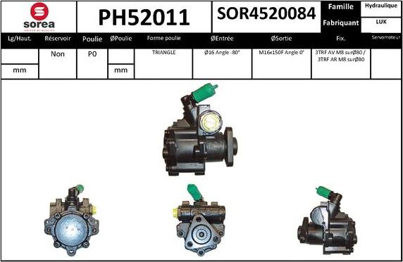 SNRA PH52011 - Pompe hydraulique, direction cwaw.fr