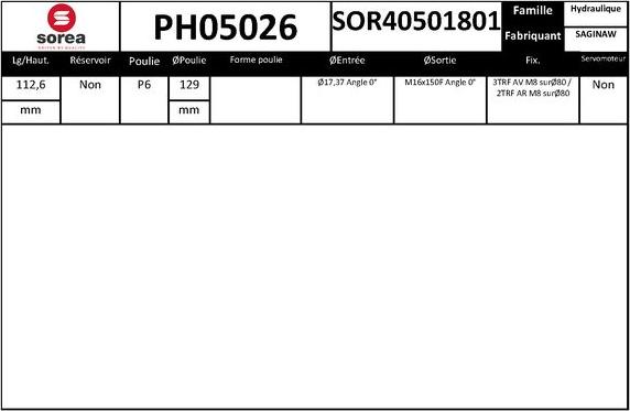 SNRA PH05026 - Pompe hydraulique, direction cwaw.fr