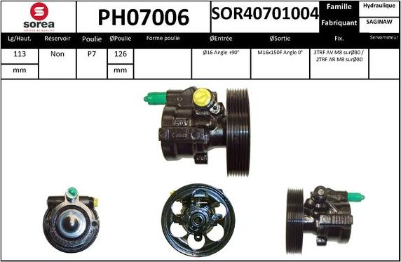 SNRA PH07006 - Pompe hydraulique, direction cwaw.fr