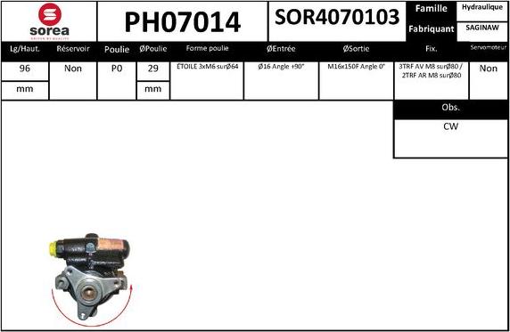 SNRA PH07014 - Pompe hydraulique, direction cwaw.fr