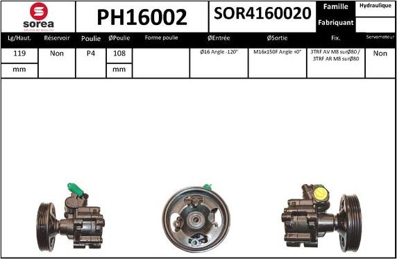 SNRA PH16002 - Pompe hydraulique, direction cwaw.fr