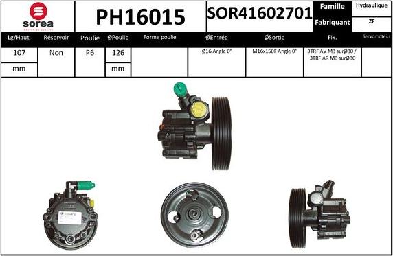 SNRA PH16015 - Pompe hydraulique, direction cwaw.fr