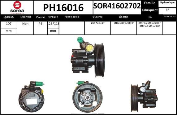 SNRA PH16016 - Pompe hydraulique, direction cwaw.fr