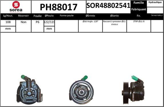 SNRA PH88017 - Pompe hydraulique, direction cwaw.fr