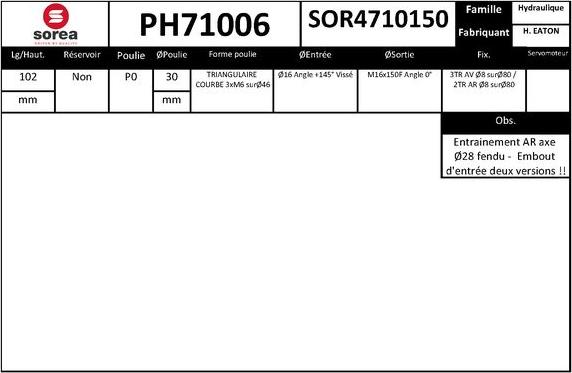 SNRA PH71006 - Pompe hydraulique, direction cwaw.fr