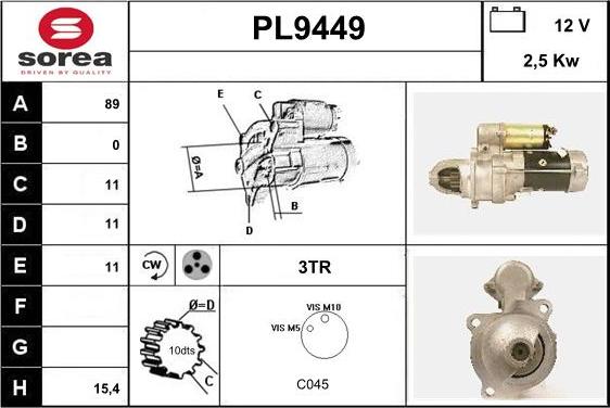 SNRA PL9449 - Démarreur cwaw.fr