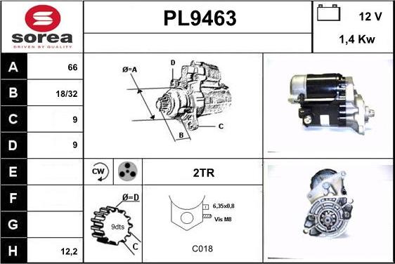 SNRA PL9463 - Démarreur cwaw.fr