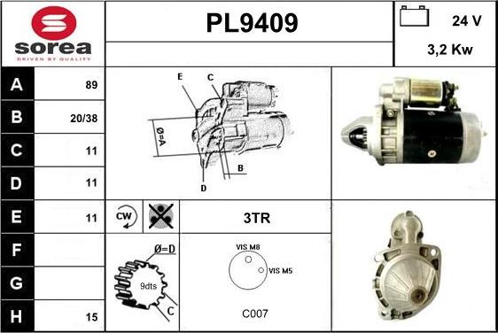 SNRA PL9409 - Démarreur cwaw.fr