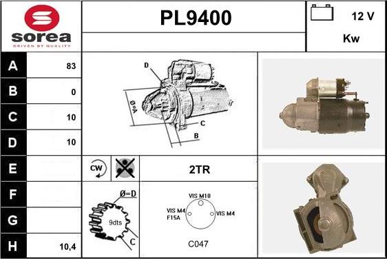 SNRA PL9400 - Démarreur cwaw.fr