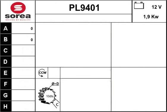 SNRA PL9401 - Démarreur cwaw.fr