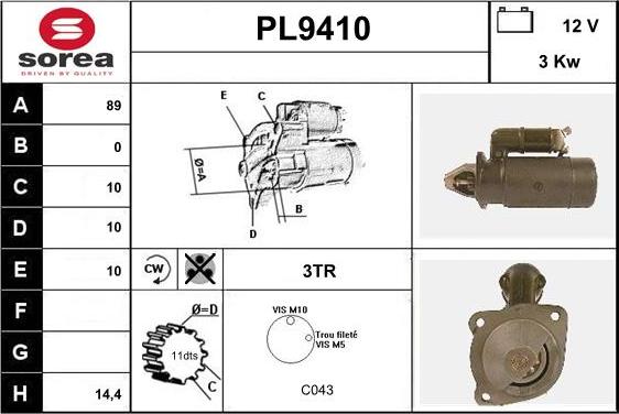 SNRA PL9410 - Démarreur cwaw.fr