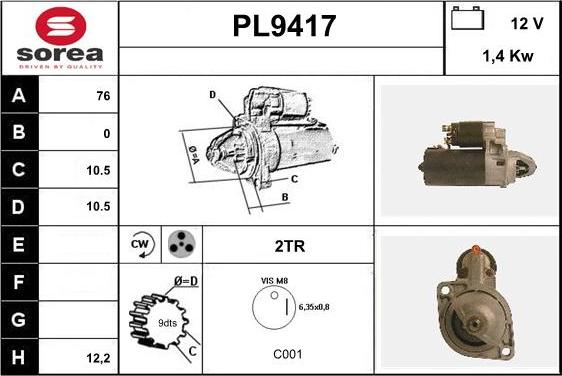 SNRA PL9417 - Démarreur cwaw.fr