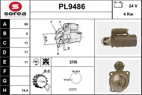 SNRA PL9486 - Démarreur cwaw.fr