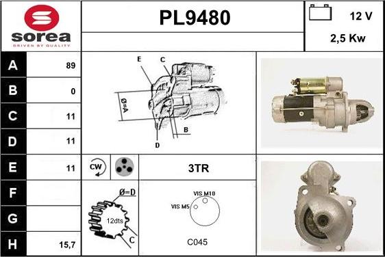 SNRA PL9480 - Démarreur cwaw.fr