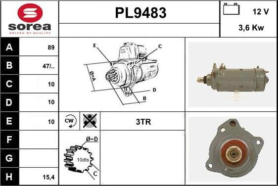 SNRA PL9483 - Démarreur cwaw.fr