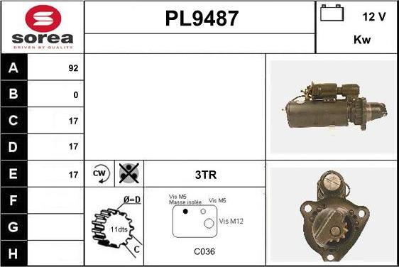 SNRA PL9487 - Démarreur cwaw.fr