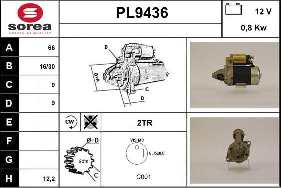 SNRA PL9436 - Démarreur cwaw.fr