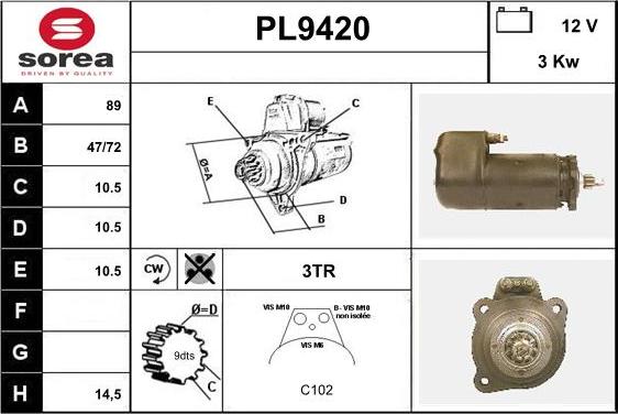 SNRA PL9420 - Démarreur cwaw.fr