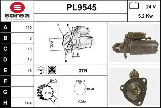 SNRA PL9545 - Démarreur cwaw.fr