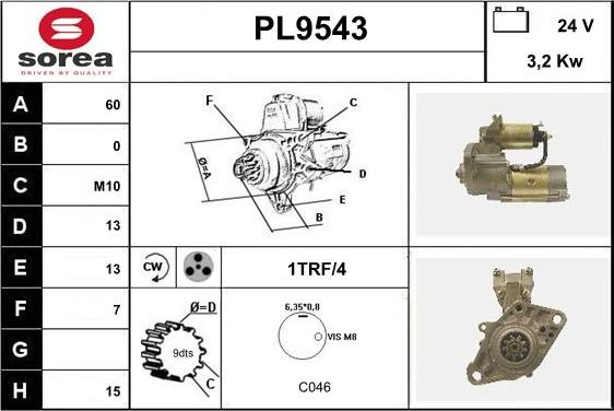 SNRA PL9543 - Démarreur cwaw.fr