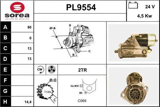 SNRA PL9554 - Démarreur cwaw.fr