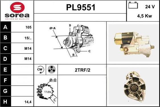 SNRA PL9551 - Démarreur cwaw.fr