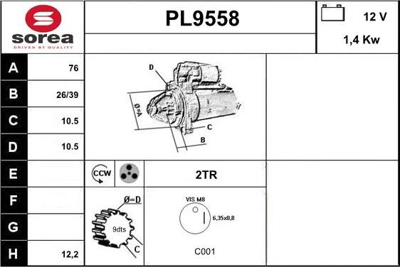 SNRA PL9558 - Démarreur cwaw.fr