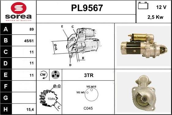 SNRA PL9567 - Démarreur cwaw.fr