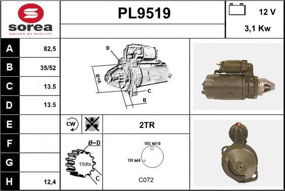 SNRA PL9519 - Démarreur cwaw.fr