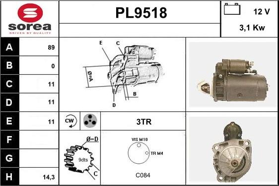 SNRA PL9518 - Démarreur cwaw.fr