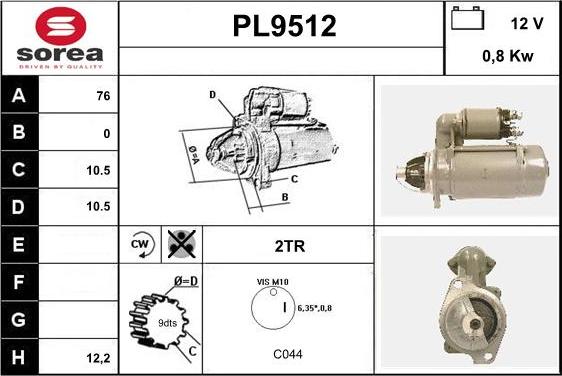 SNRA PL9512 - Démarreur cwaw.fr