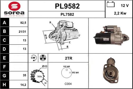 SNRA PL9582 - Démarreur cwaw.fr