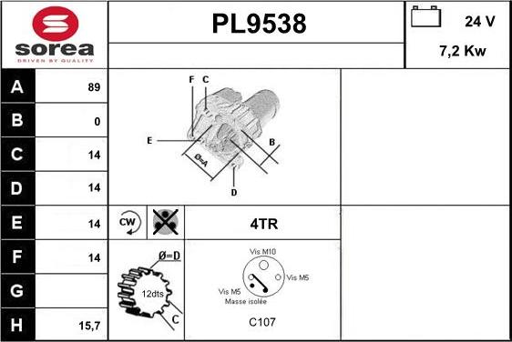 SNRA PL9538 - Démarreur cwaw.fr