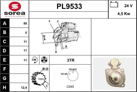 SNRA PL9533 - Démarreur cwaw.fr